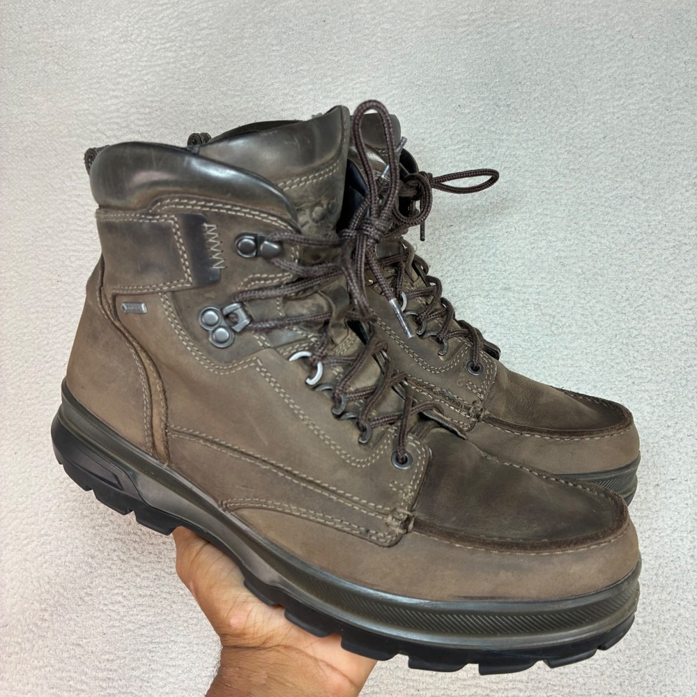 Ecco GoreTex Track 25 Moc Toe Hiking Boots Men 11 Brown Leather Waterproof Gorp